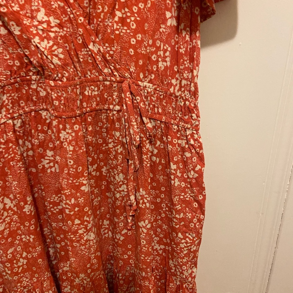 A NEW DAY Orange and Cream Tropical Floral Short Sleeve Sheer Maxi Dress XXL - Picture 9 of 10